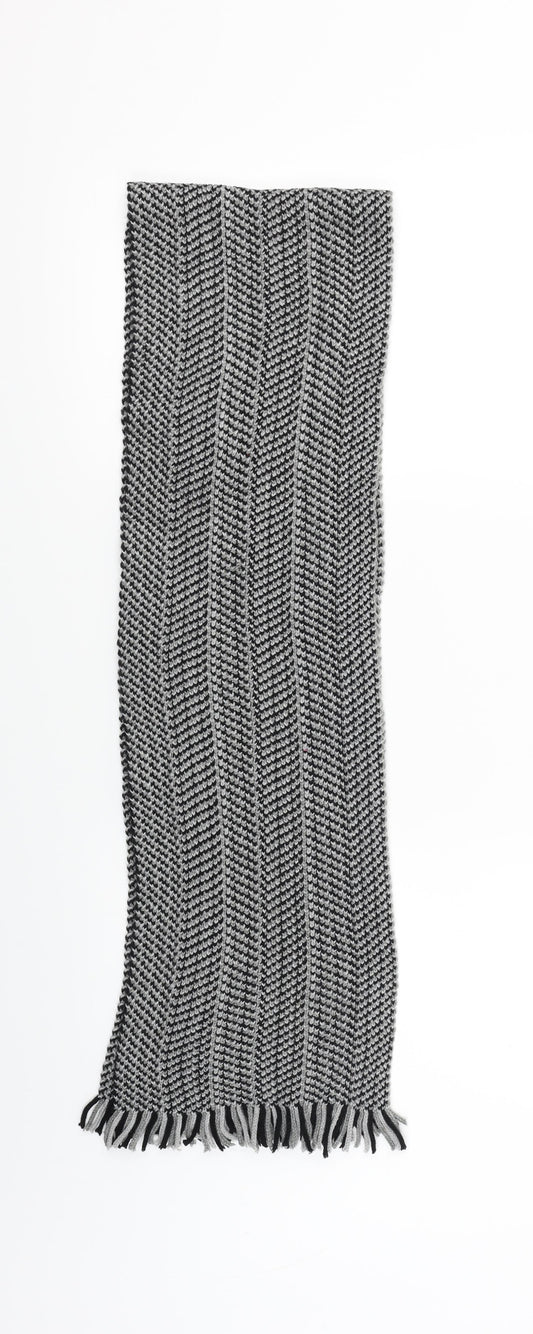 Front view of Preworn men’s black striped scarf one size