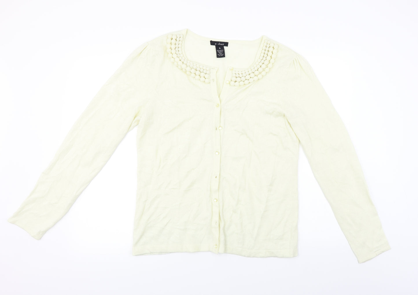 U-Knits  Womens Ivory   Cardigan Jumper Size XL