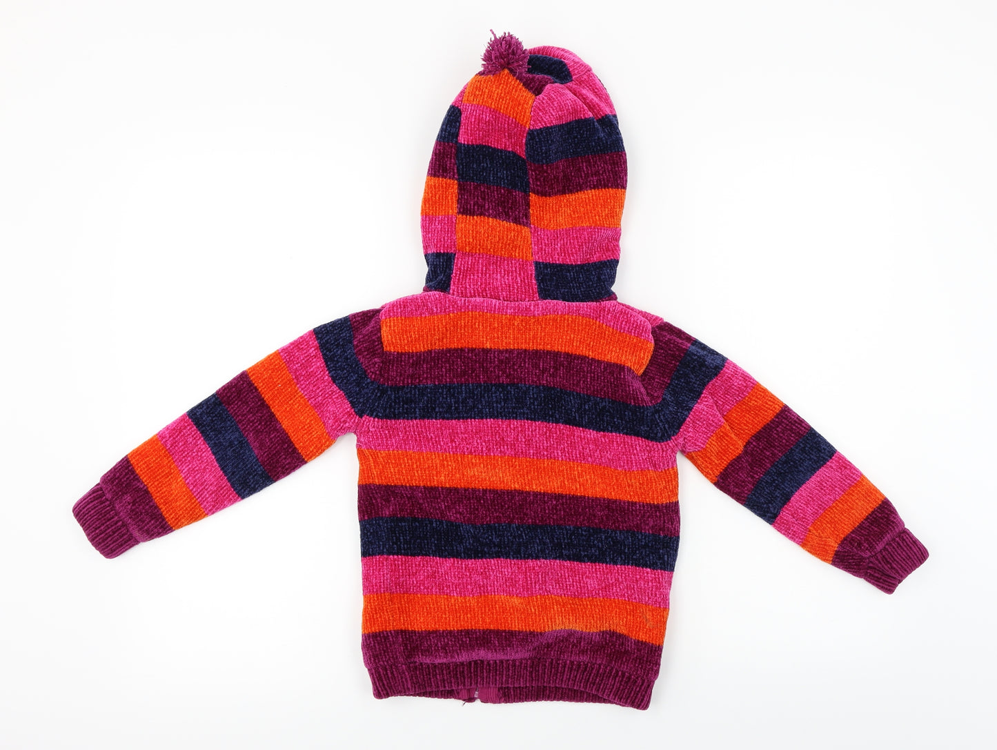George  Girls Purple Striped  Jacket Coat Size 5-6 Years