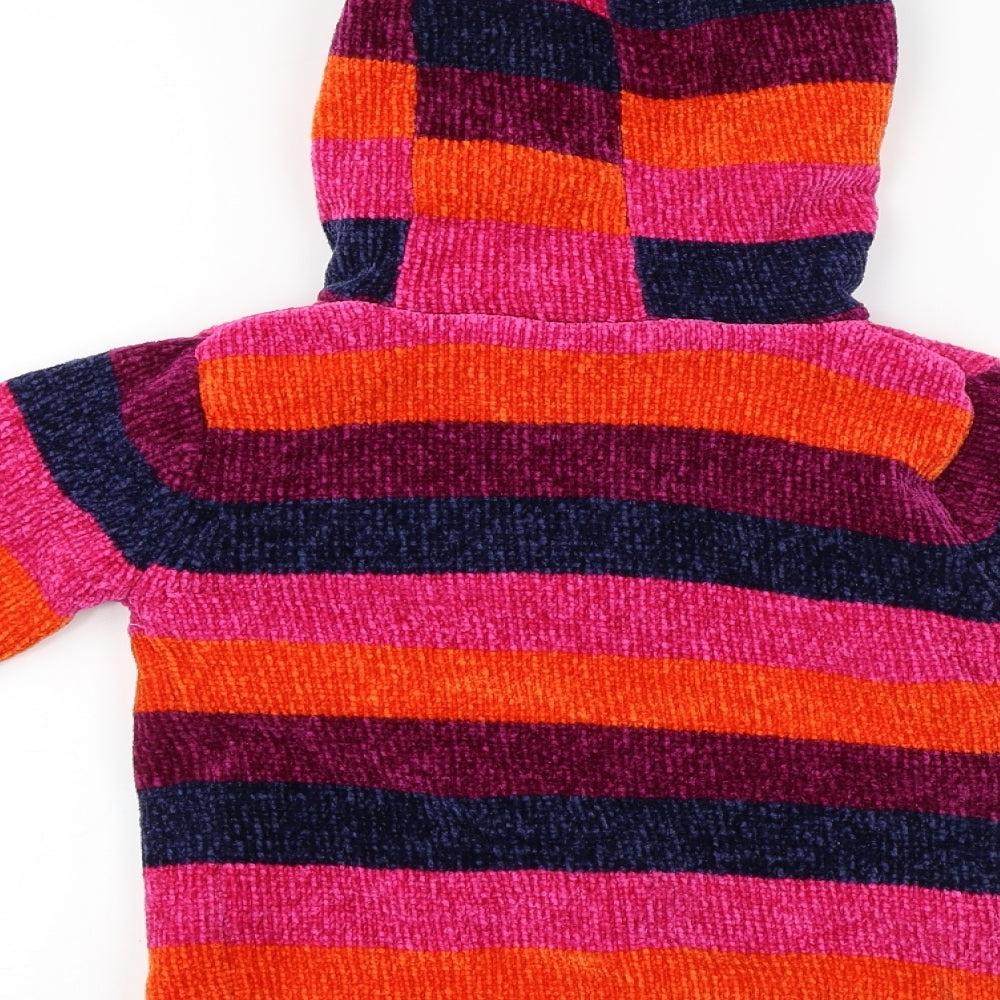 George  Girls Purple Striped  Jacket Coat Size 5-6 Years