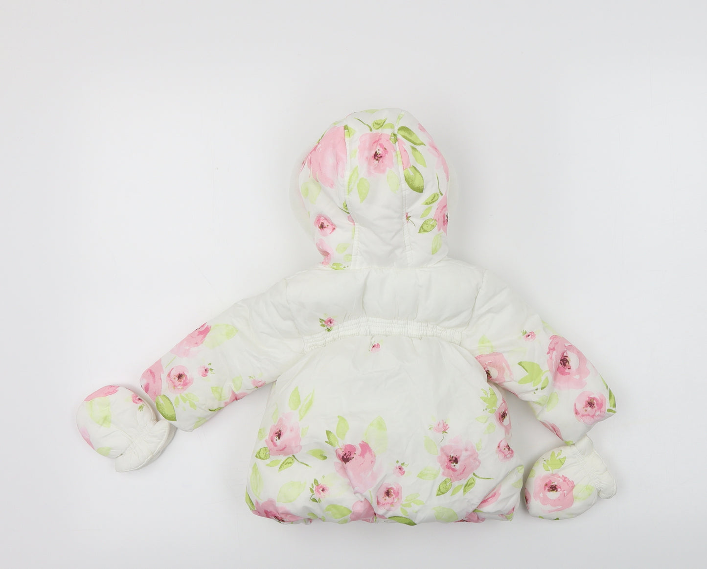 George  Girls White Floral  Jacket Coat Size 3-6 Months