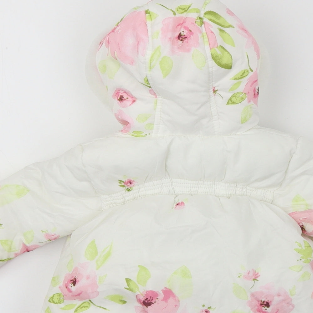 George  Girls White Floral  Jacket Coat Size 3-6 Months
