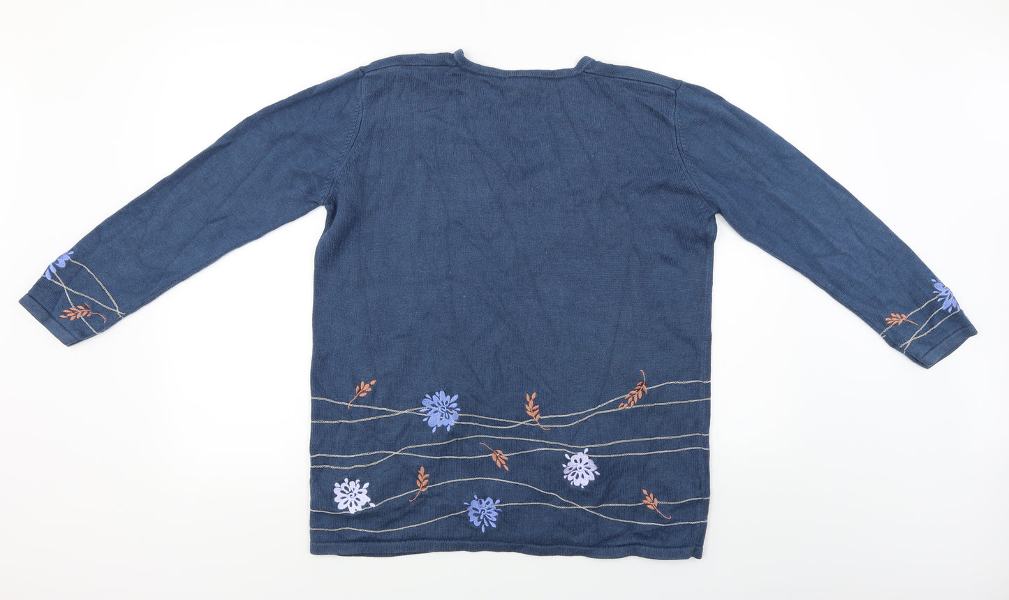 Country Casuals  Womens Blue Floral  Pullover Jumper Size L