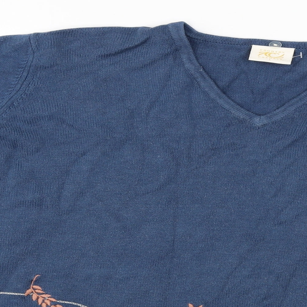 Country Casuals  Womens Blue Floral  Pullover Jumper Size L