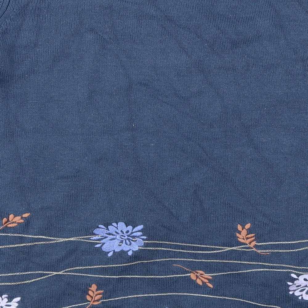 Country Casuals  Womens Blue Floral  Pullover Jumper Size L