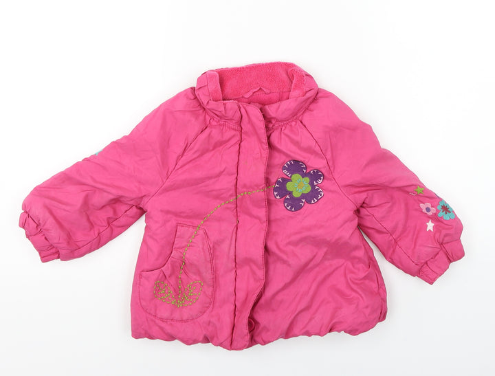 NEXT Girls Orange Floral Jacket Coat Size 2 Years