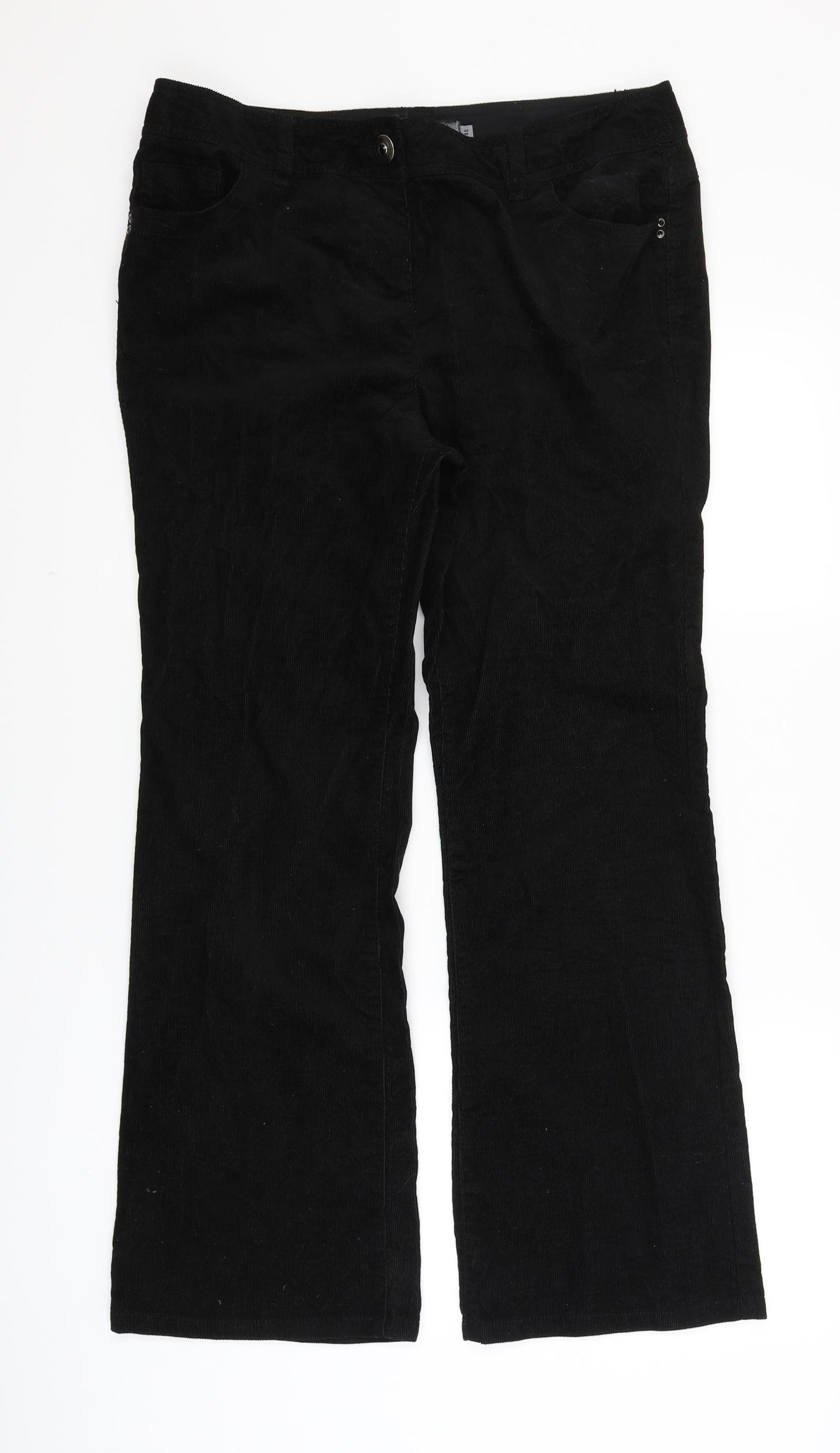 Essentials Womens Black  Corduroy Trousers  Size 14 L28 in