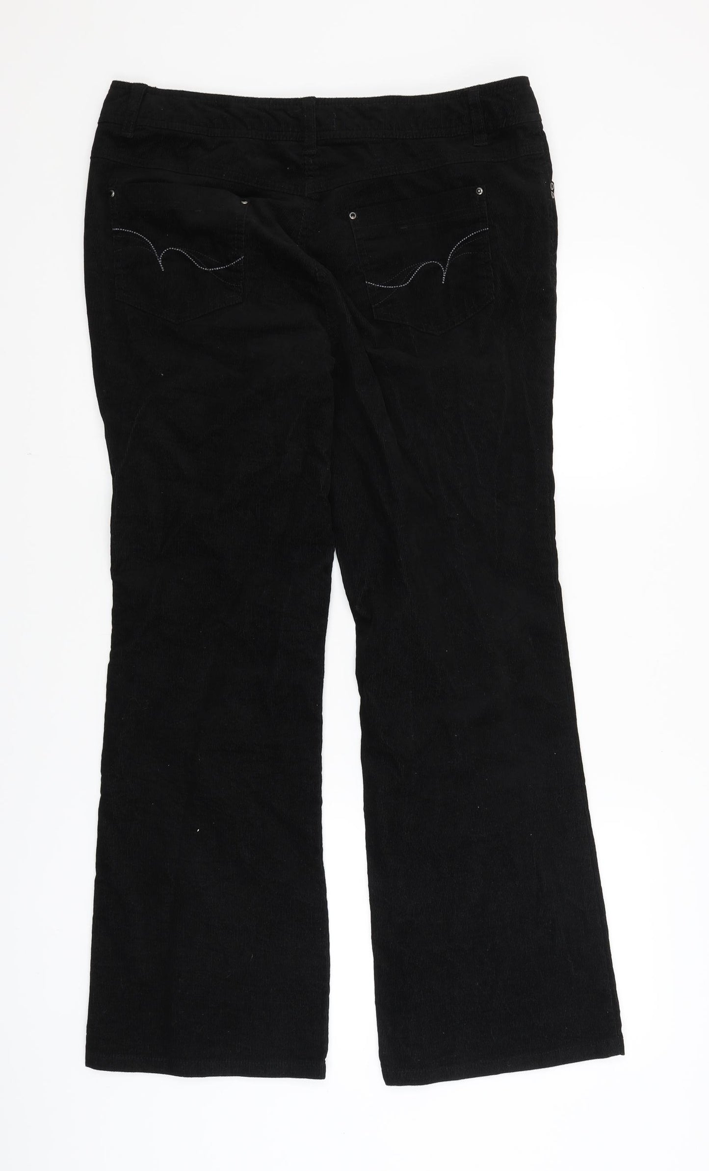Essentials Womens Black  Corduroy Trousers  Size 14 L28 in