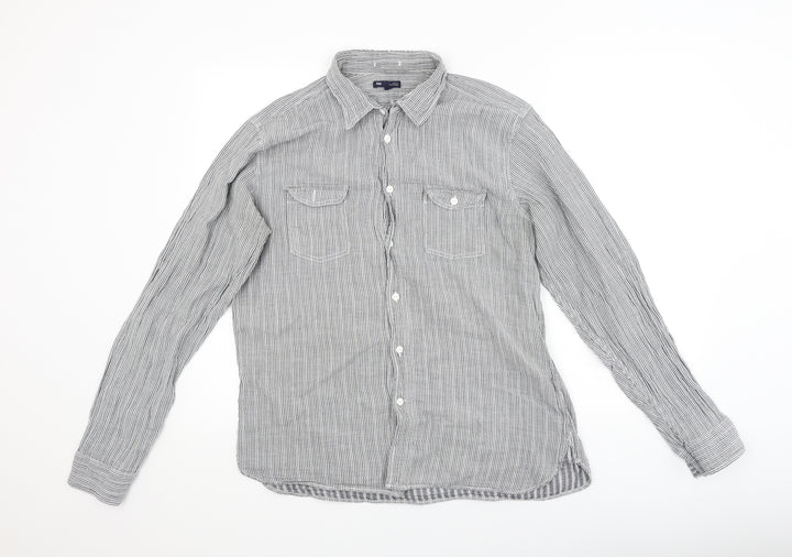 Gap Mens Grey Striped Button-Up Size L