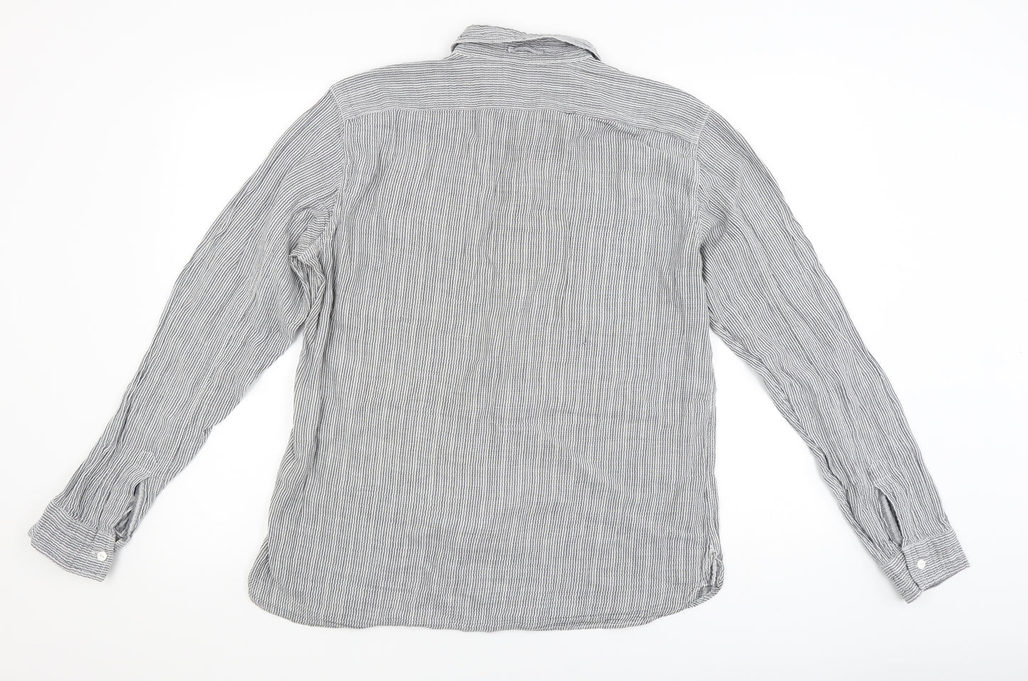 Gap Mens Grey Striped   Button-Up Size L