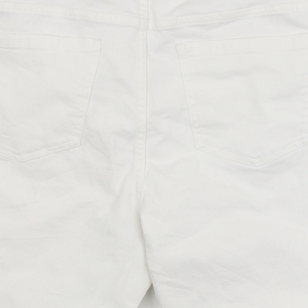 Marks and Spencer Womens White  Denim Boyfriend Shorts Size 16