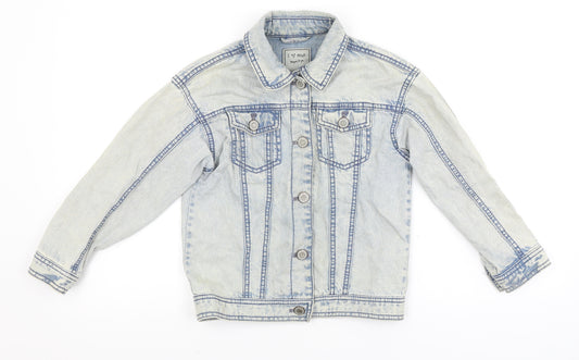 Front view of Next girls’ blue denim jacket, size 8, years - la california