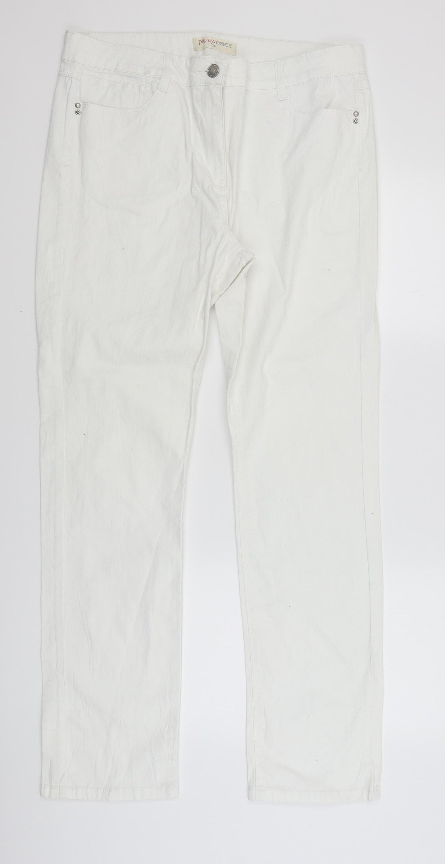 Papaya Womens White   Straight Jeans Size 16 L31.5 in