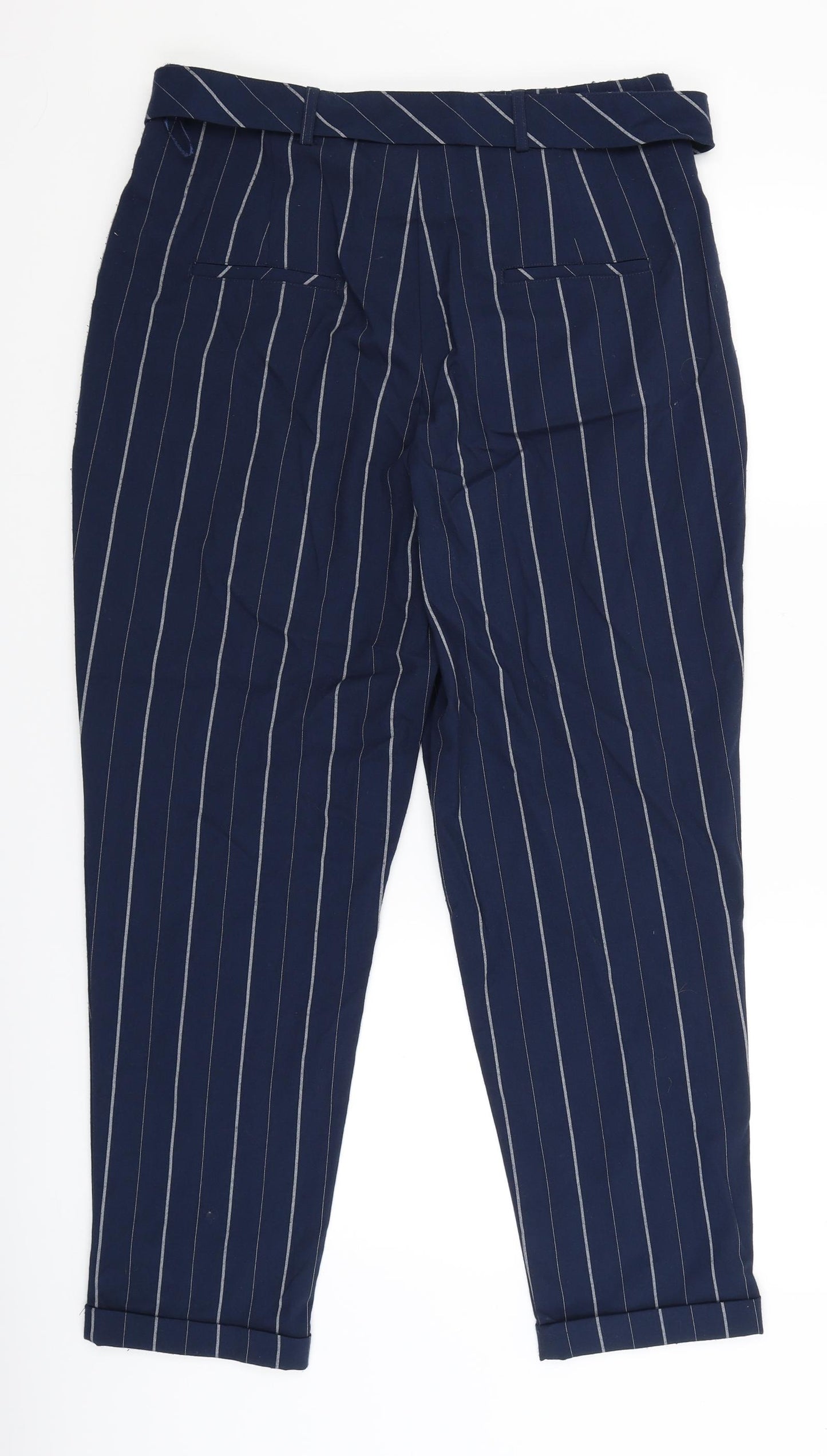 Oliver Bonas Womens Blue Striped  Trousers  Size 12 L27 in