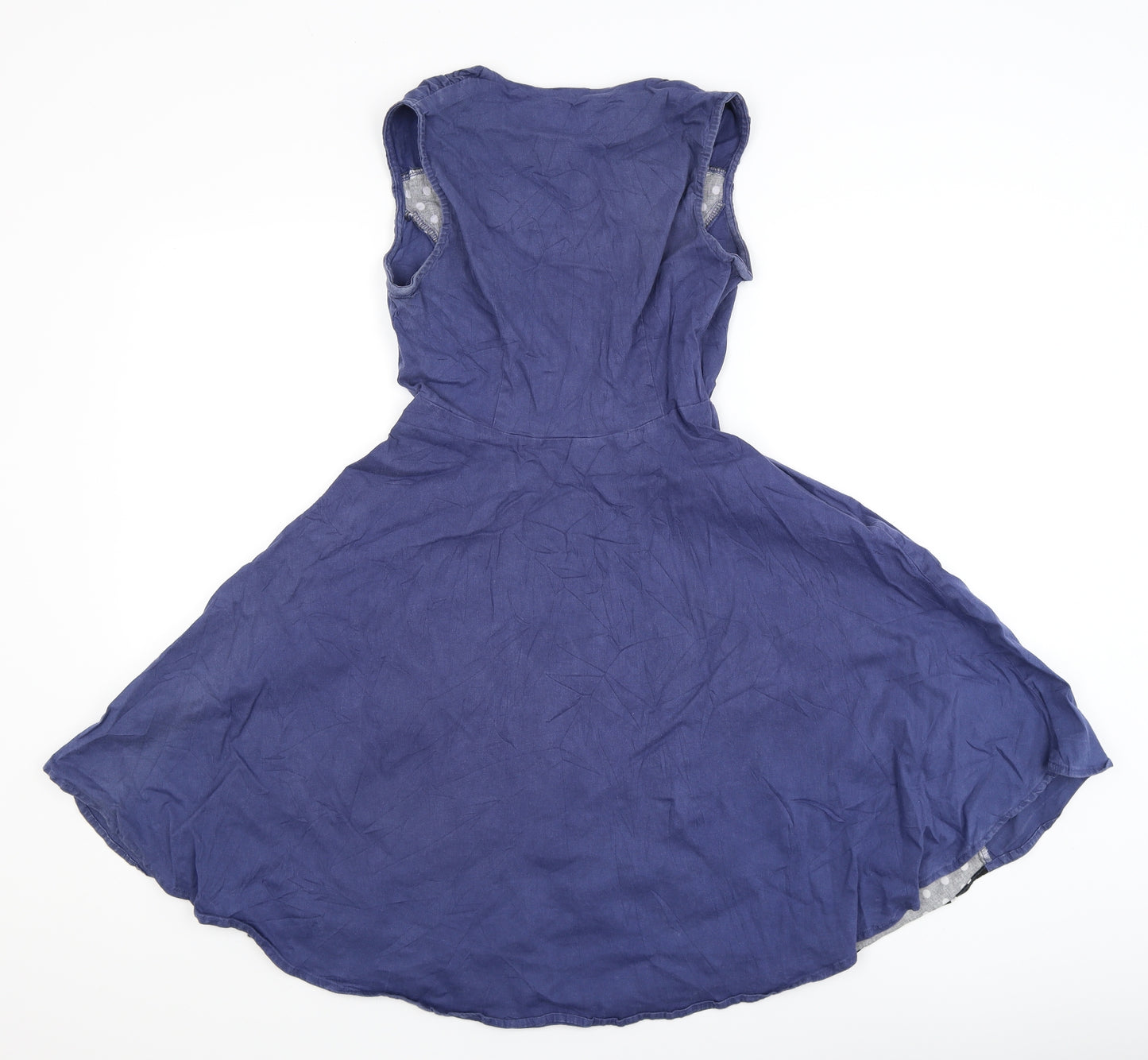 Smys Womens Blue Polka Dot  Fit & Flare  Size 14