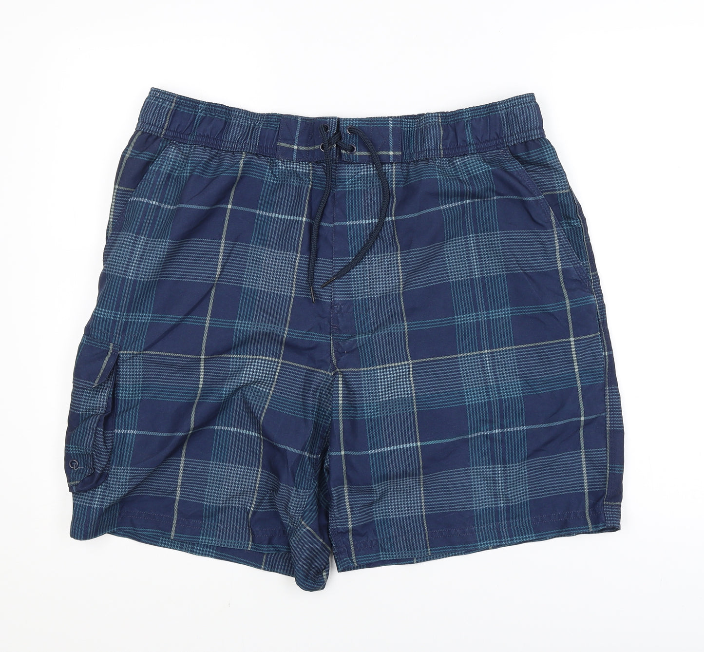 George Mens Blue Plaid  Bermuda Shorts Size L