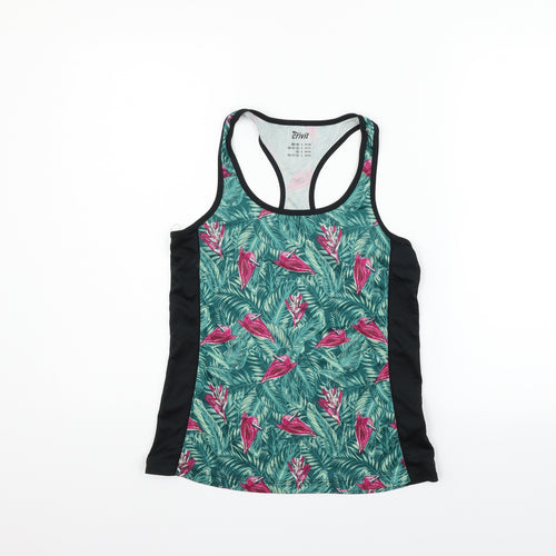 Critvit Womens Green Floral  Basic Tank Size S