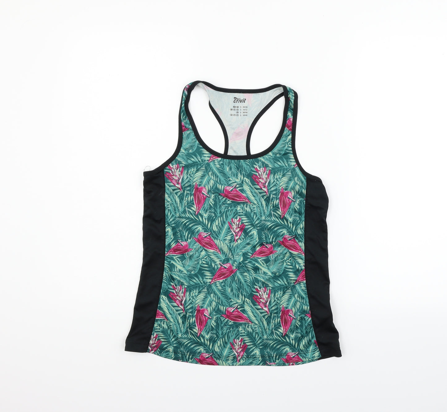 Critvit Womens Green Floral  Basic Tank Size S