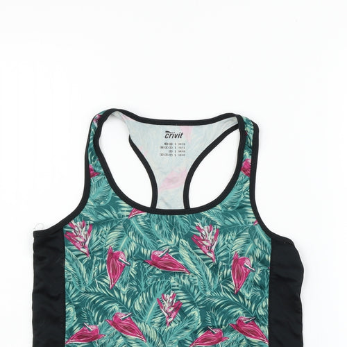Critvit Womens Green Floral  Basic Tank Size S