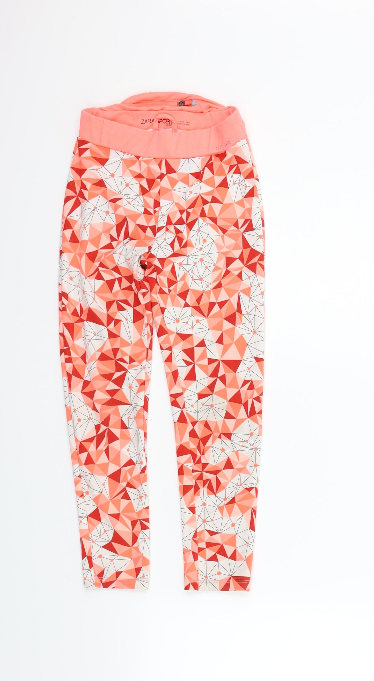 Zara Girls Orange Geometric  Jegging Trousers Size 7-8 Years