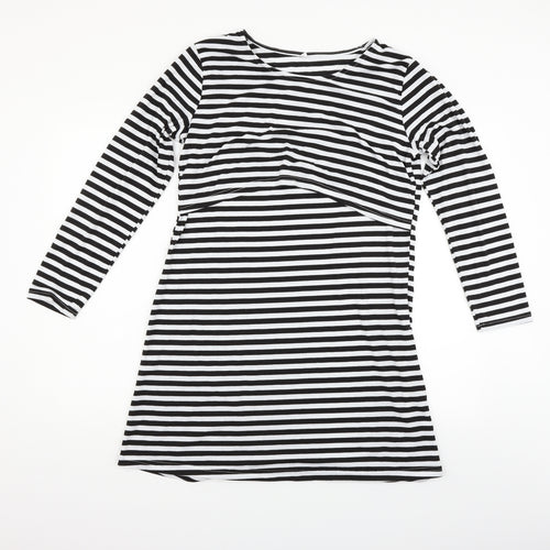 anan baby Womens White Striped  Fit & Flare  Size M
