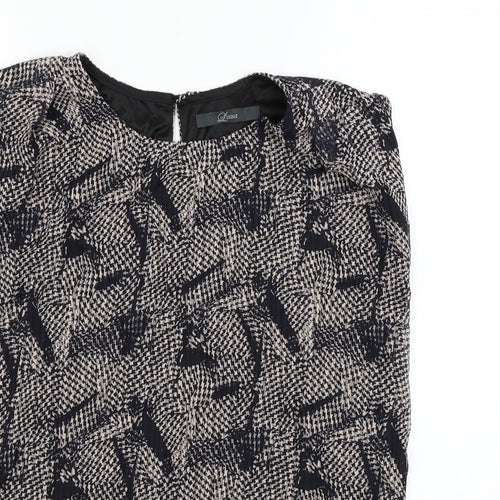 Preworn Womens Black Geometric  Basic Blouse Size 36