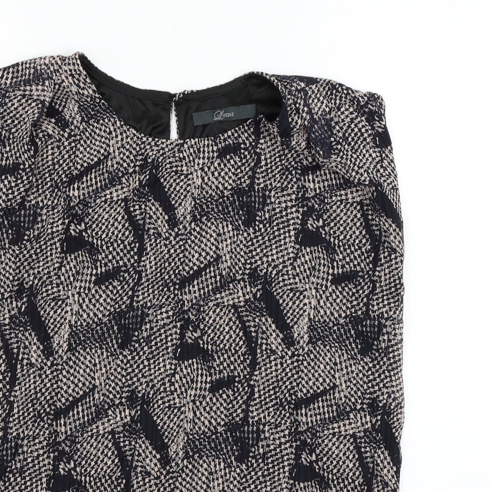 Preworn Womens Black Geometric  Basic Blouse Size 36