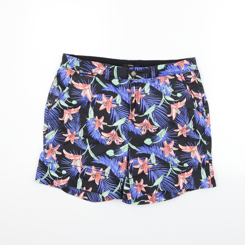 George Womens Blue Floral  Chino Shorts Size 14