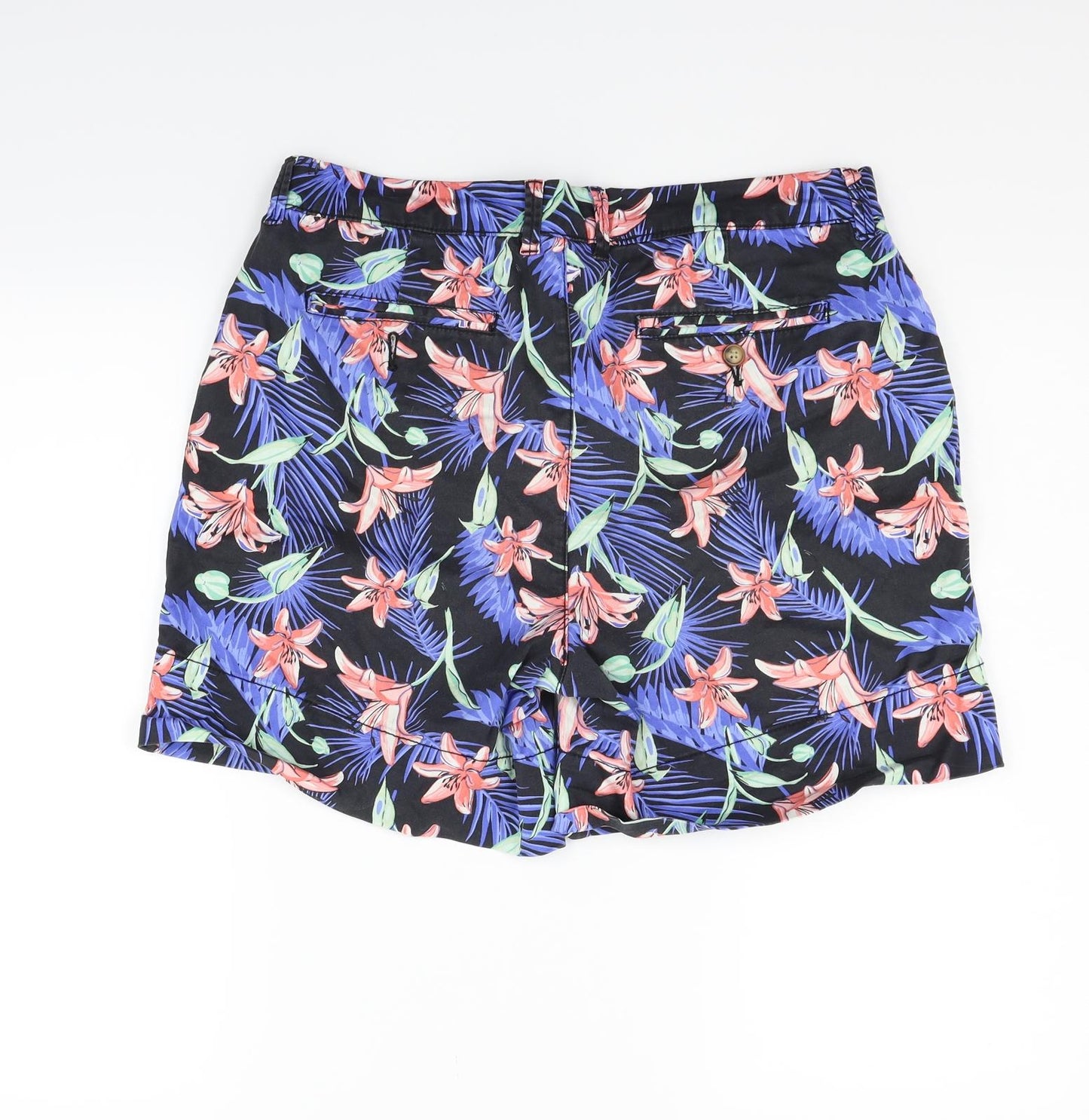 George Womens Blue Floral  Chino Shorts Size 14