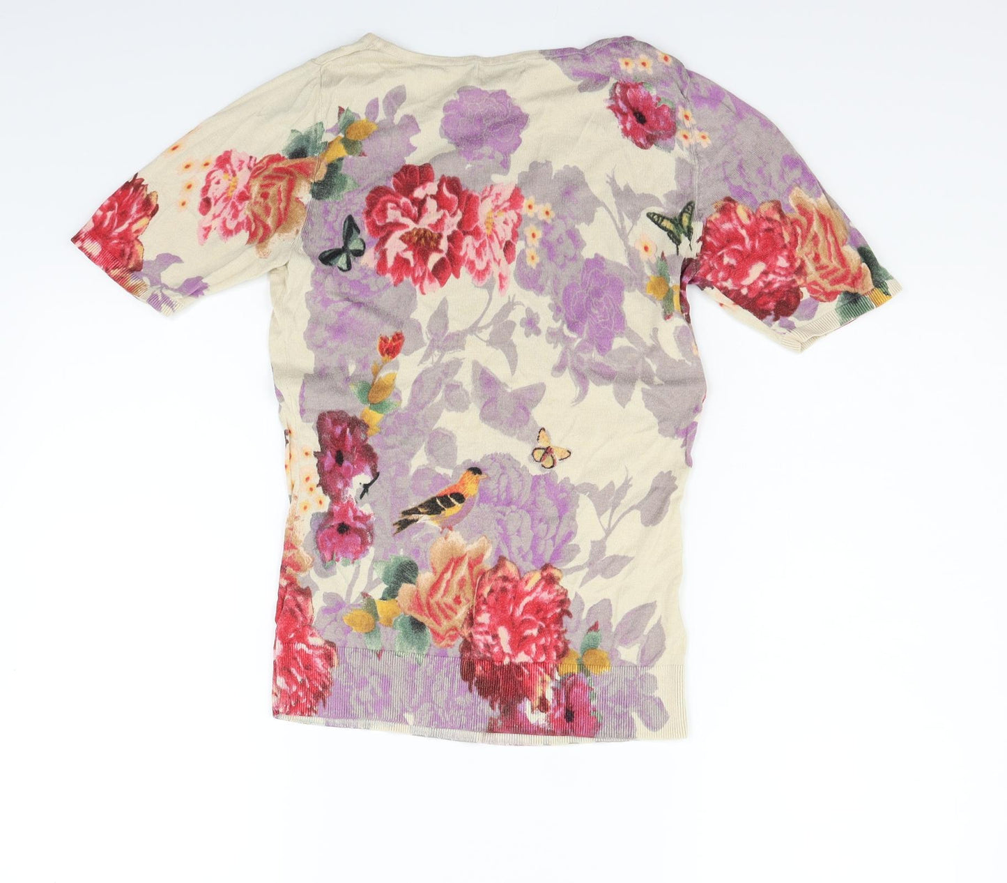 Monsoon Womens Beige Floral  Basic T-Shirt Size S