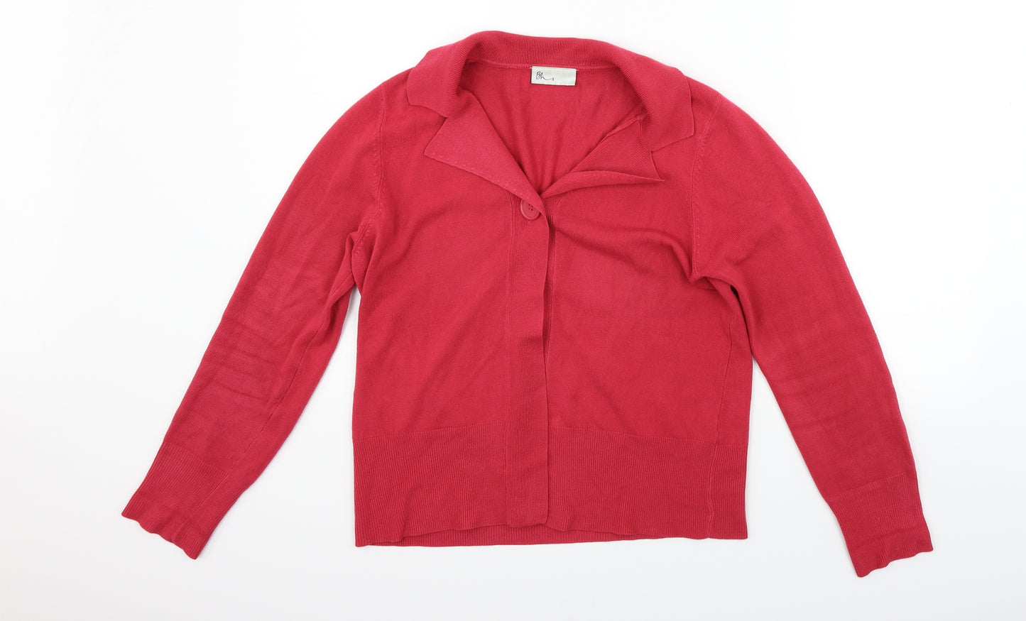 BHS Womens Red Houndstooth  Cardigan Jumper Size 16