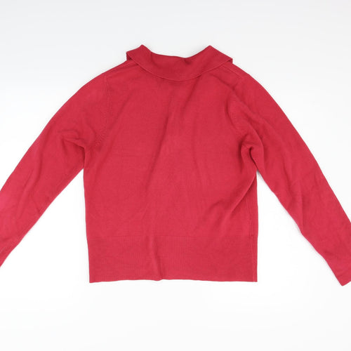 BHS Womens Red Houndstooth  Cardigan Jumper Size 16