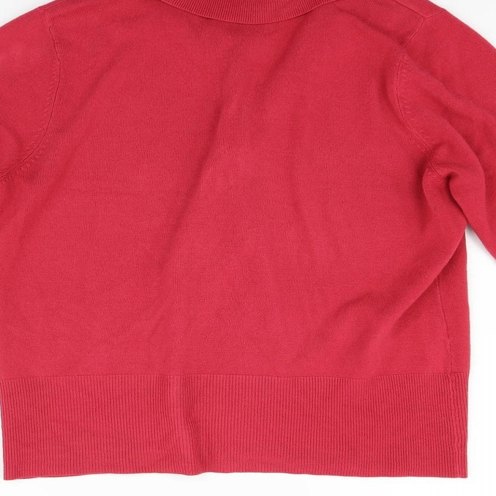 BHS Womens Red Houndstooth  Cardigan Jumper Size 16