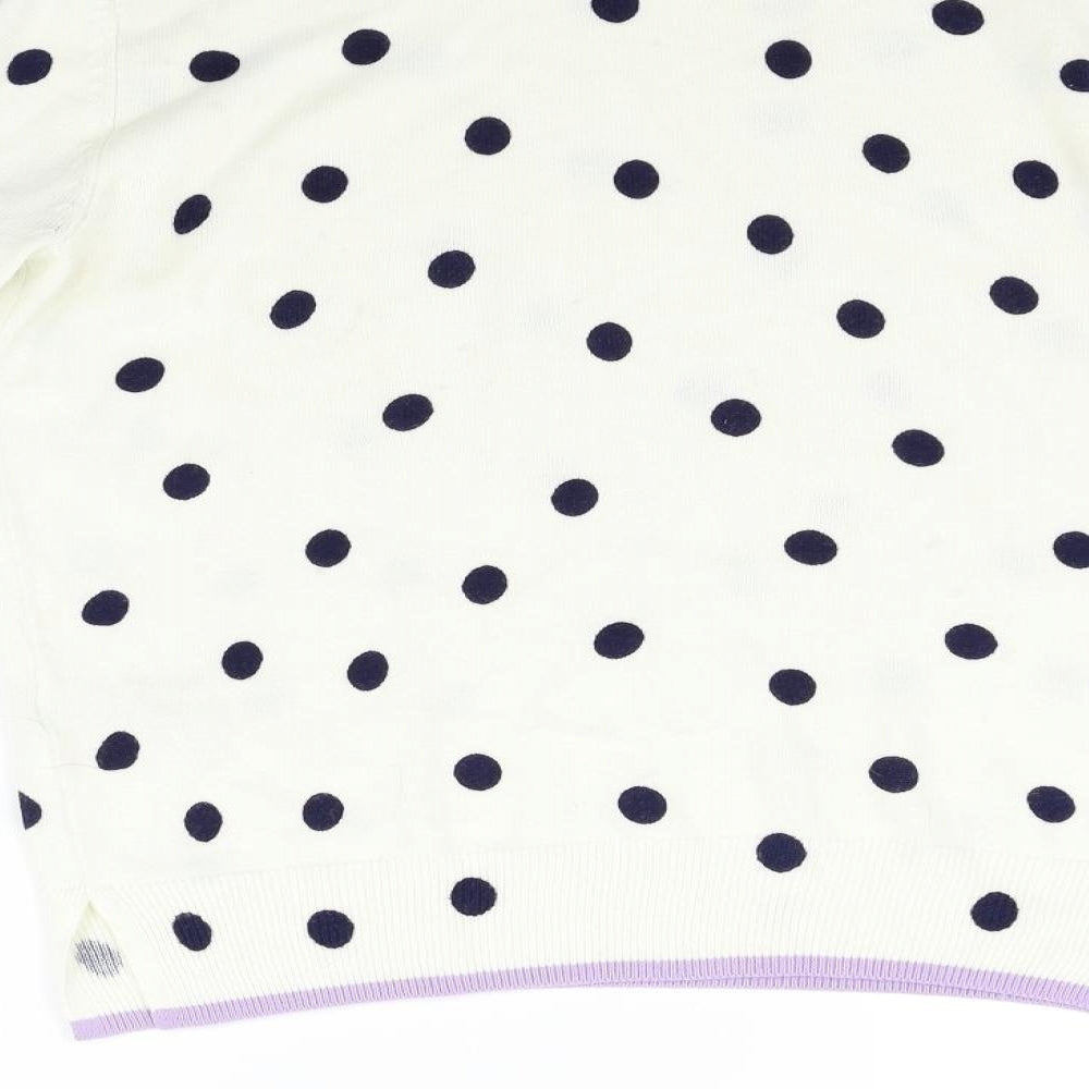 Marks and Spencer Womens White Polka Dot  Pullover Jumper Size 10