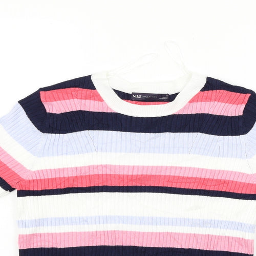 Marks and Spencer Womens Blue Striped  Pullover Jumper Size 12
