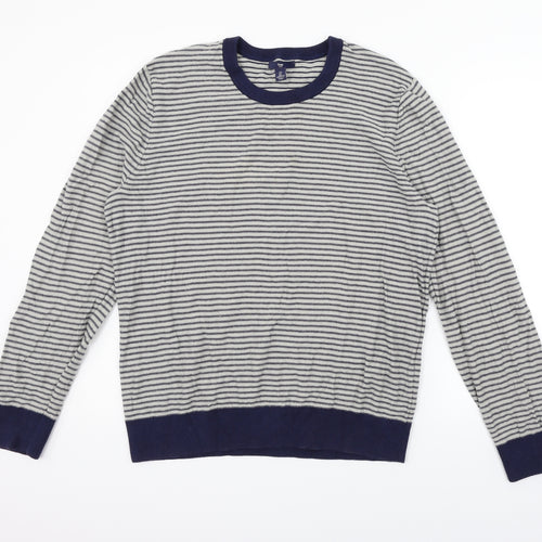 Gap Mens Blue Striped  Pullover Jumper Size L