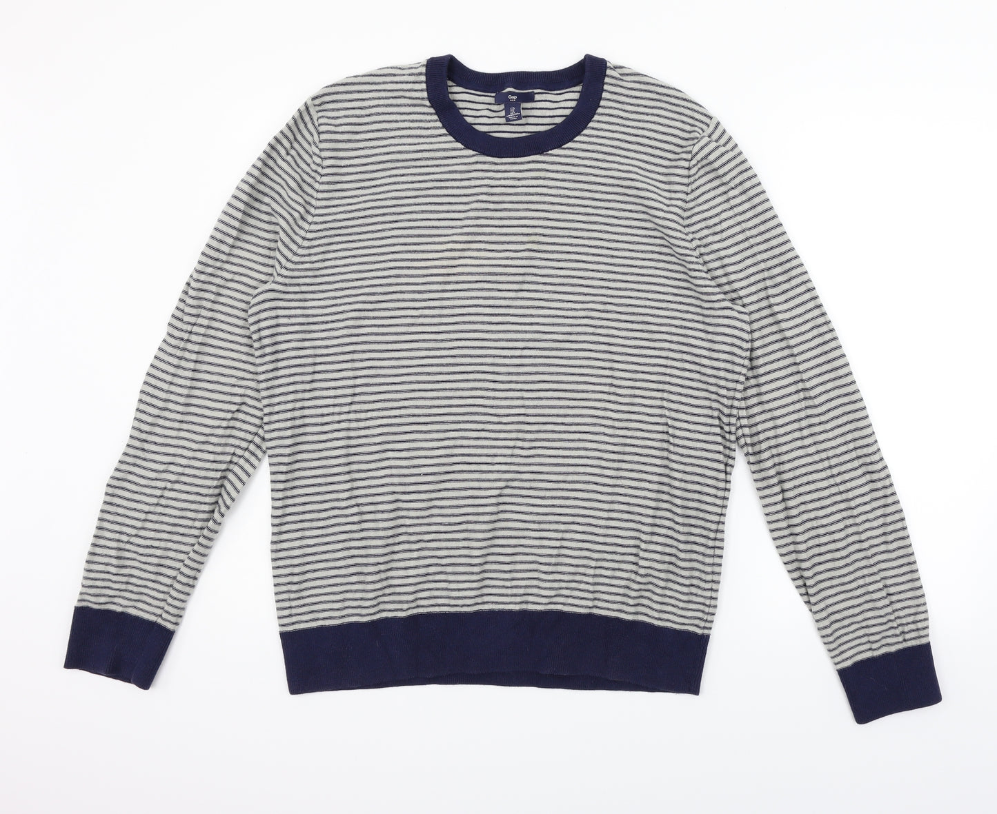 Gap Mens Blue Striped  Pullover Jumper Size L