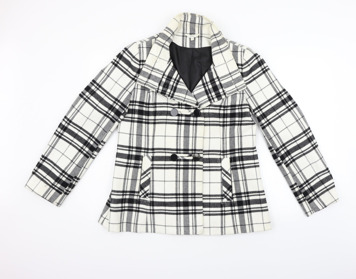 Marks and Spencer Womens White Check  Jacket Coat Size 12