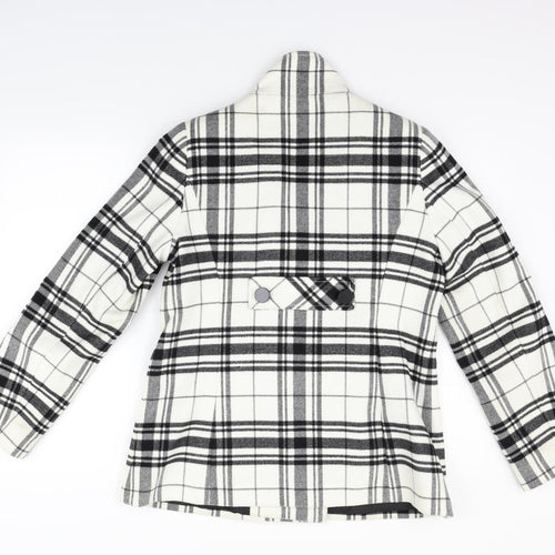 Marks and Spencer Womens White Check  Jacket Coat Size 12