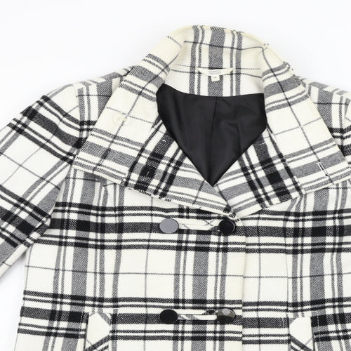 Marks and Spencer Womens White Check  Jacket Coat Size 12