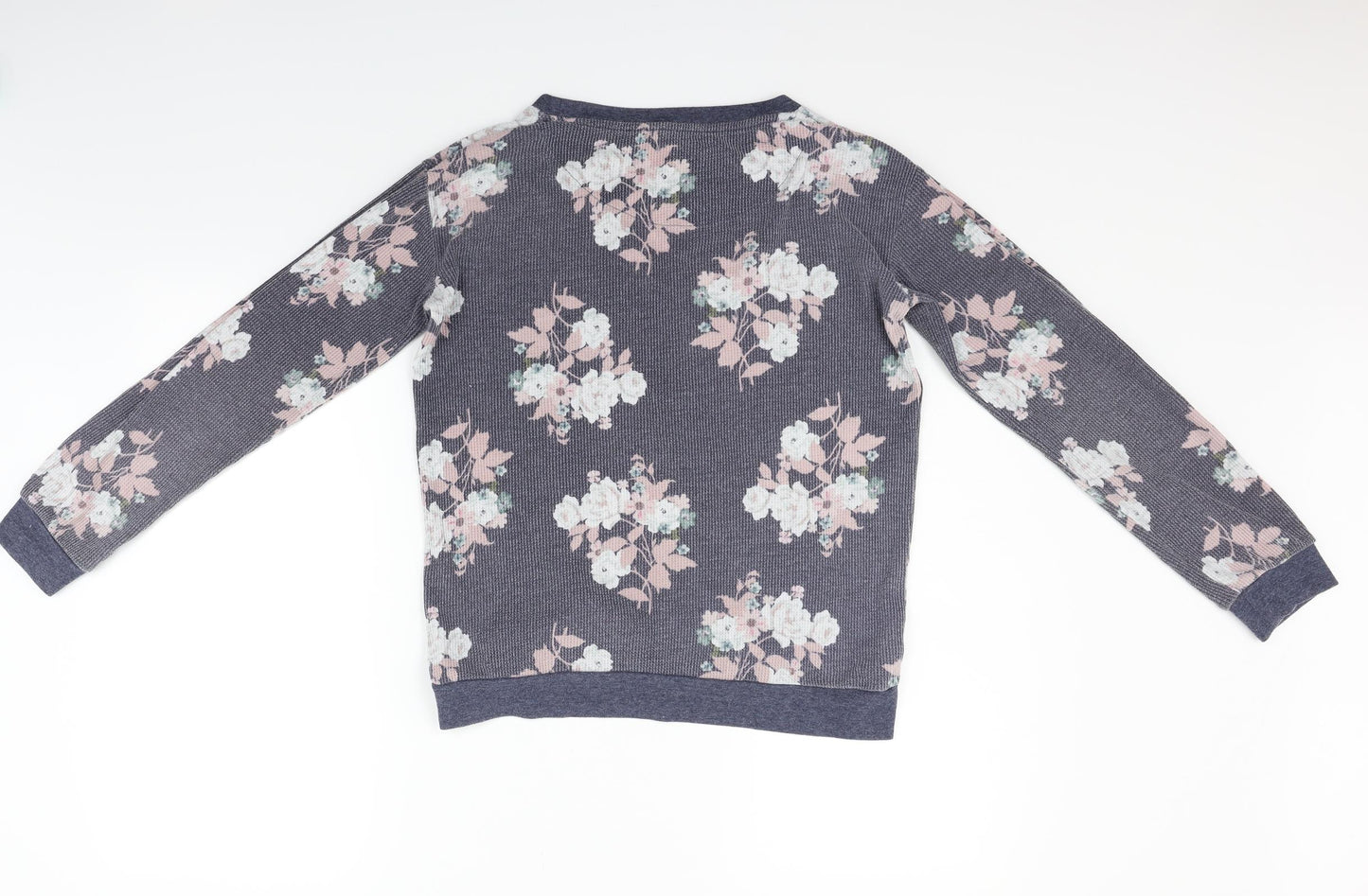 Nutmeg Womens Blue Floral  Pullover Jumper Size 8