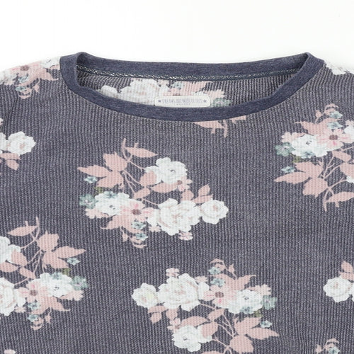 Nutmeg Womens Blue Floral  Pullover Jumper Size 8