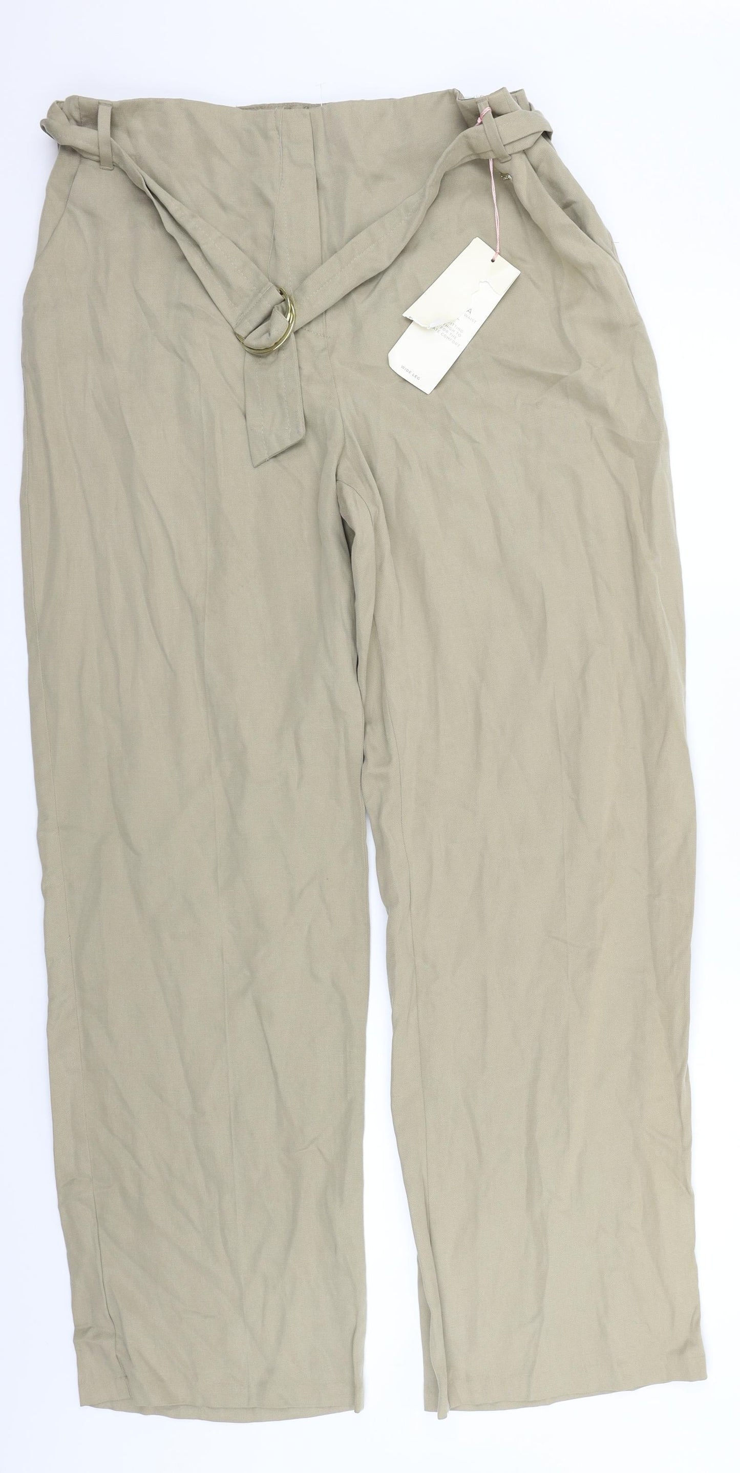 Per Una Womens Beige   Trousers  Size 14 L30 in - BELTED