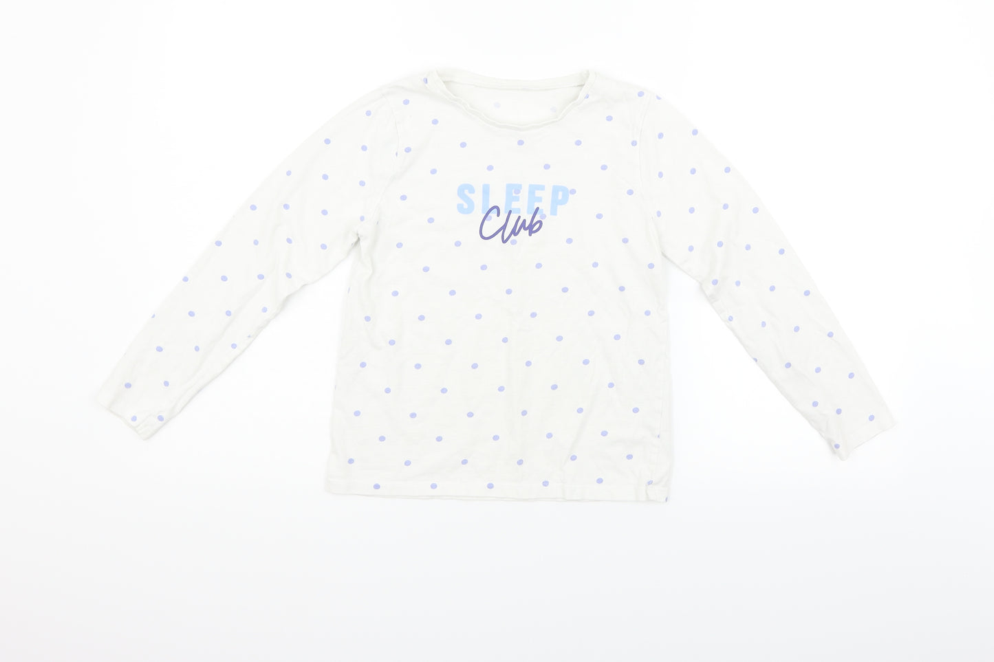 George Girls White Polka Dot  Basic T-Shirt Size 9-10 Years  - Sleep Club