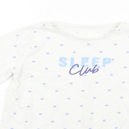 George Girls White Polka Dot  Basic T-Shirt Size 9-10 Years  - Sleep Club