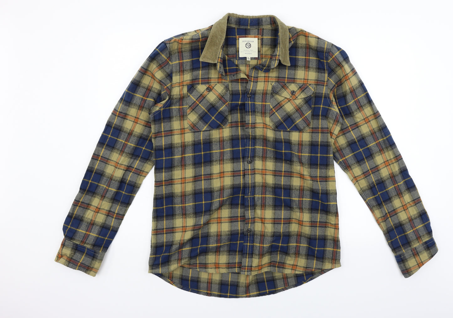 Rivington Mens Blue Check   Button-Up Size L