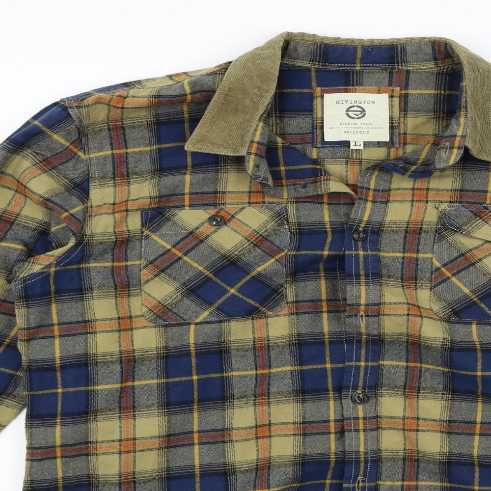 Rivington Mens Blue Check   Button-Up Size L