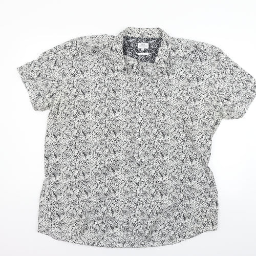 NEXT Mens White Geometric   Button-Up Size 2XL