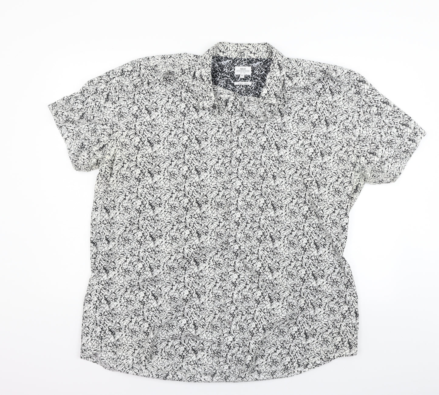 NEXT Mens White Geometric   Button-Up Size 2XL
