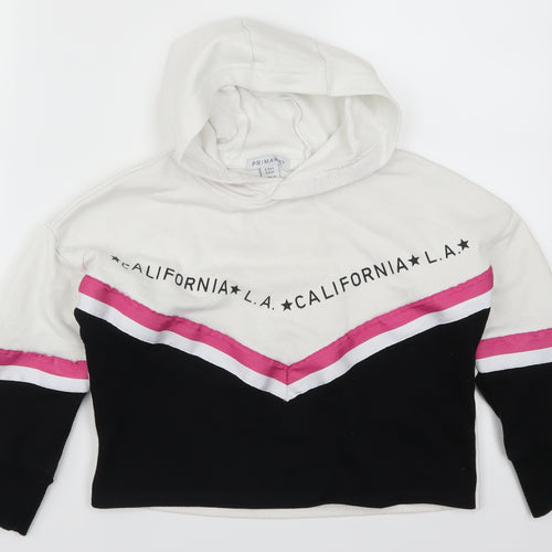 Primark Girls White Striped  Pullover Hoodie Size 8-9 Years  - California